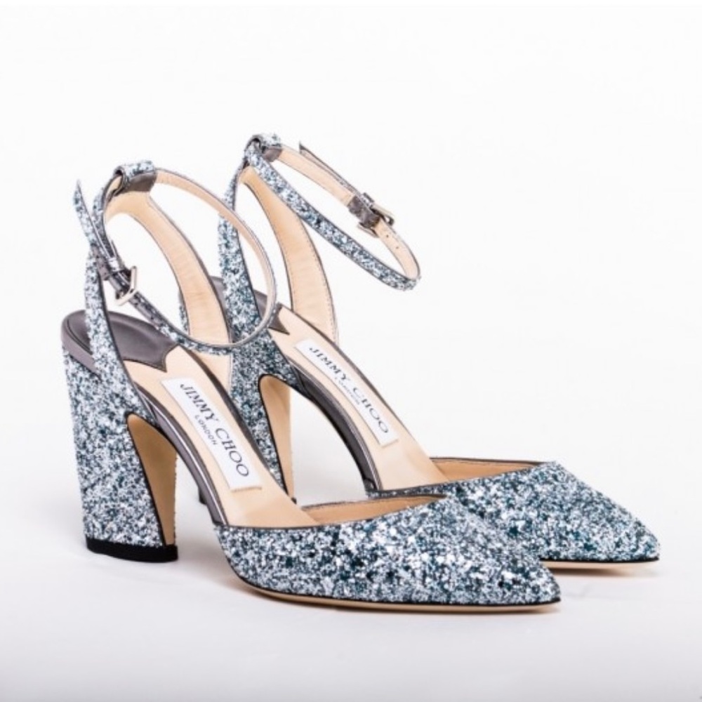 *BRAND NEW WITH BOX* JIMMY CHOO - GLITTER POINTY TOE PUMPS MICKY 85 Size 35.5